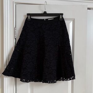 Rebecca Taylor Navy Lace A-Line Skirt